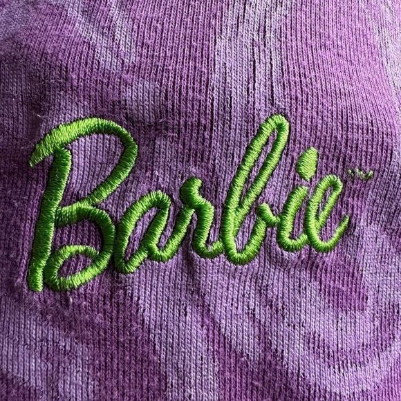 Y2K 1998 Barbie Embroidered Logo Butterfly Girls Baby Tee With Lettuce Hem - Picture 6 of 6